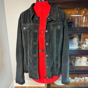For Joseph Black Suede Women’s Y2K Retro Western Button Front Jacket Size XL